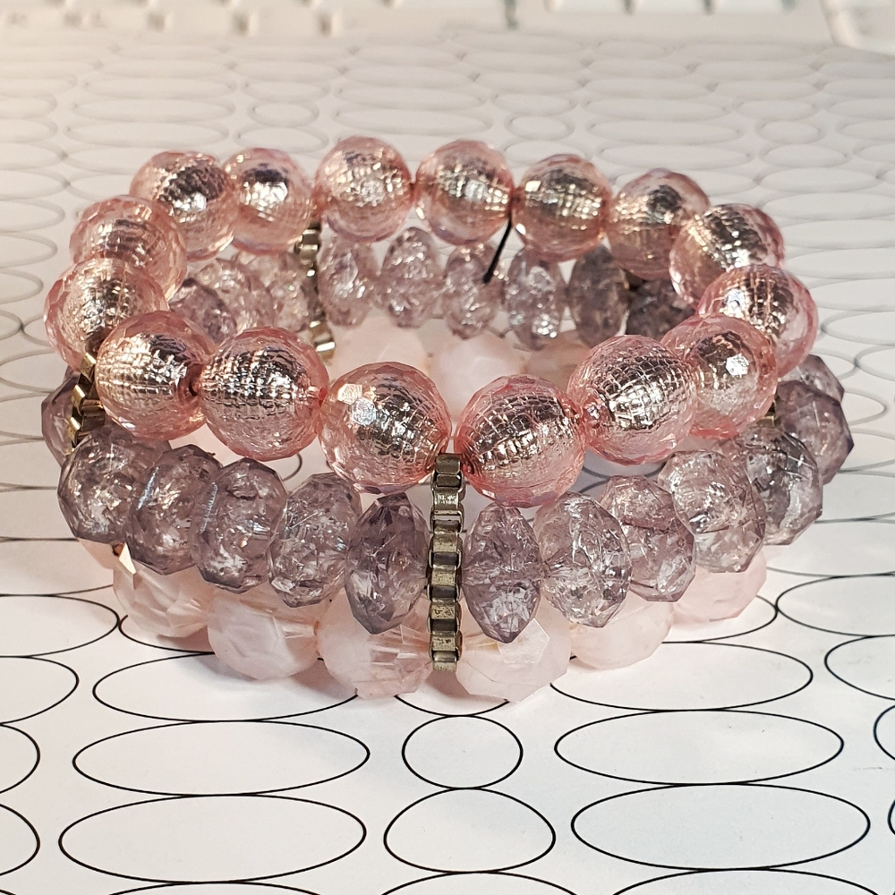 3 Tier Acrylic Crystals Stretch Bracelet